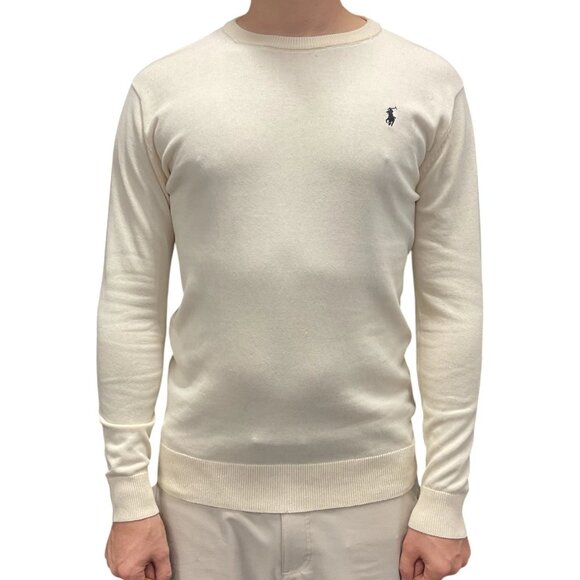 NWT Polo Ralph Lauren Men’s Knit Sweater Color White Pony Logo Crewneck Size L - Picture 1 of 6